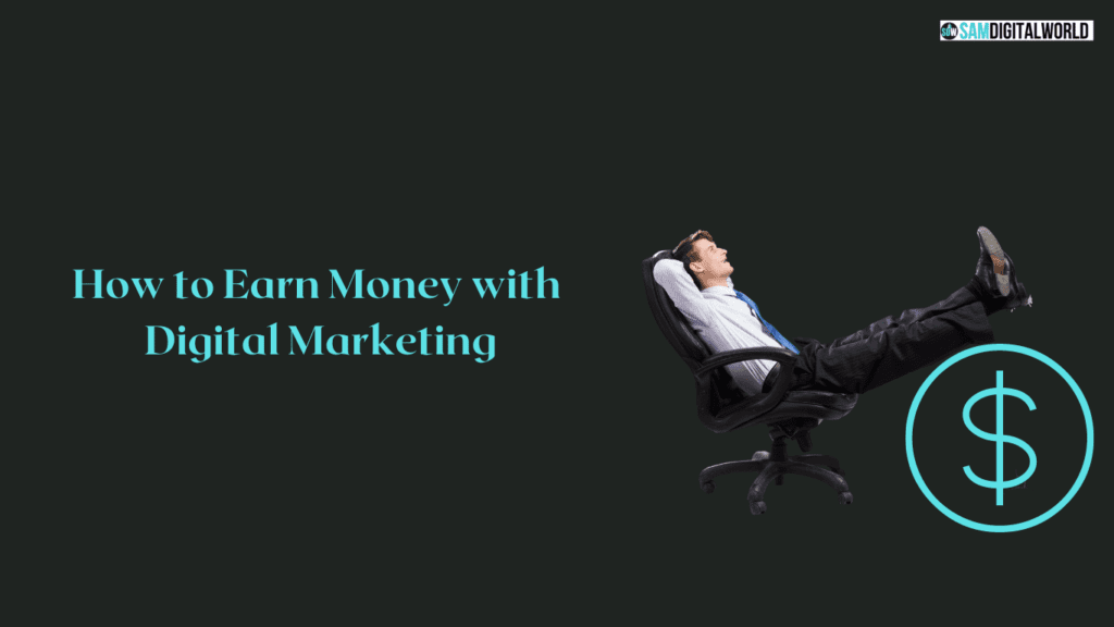 person sitting on the chair with doller-earn money with digital marketing